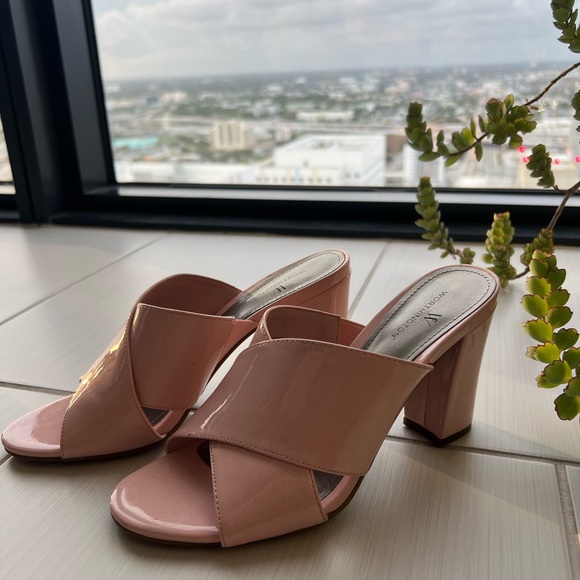 Worthington Pink Leather Block Heel Sandals 6.5 - Picture 2 of 4